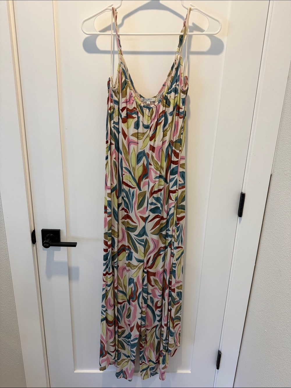 Z Supply Multicolor Leaf-Print Maxi Jumpsuit in Pink, Green, Blue, Cream, Brown